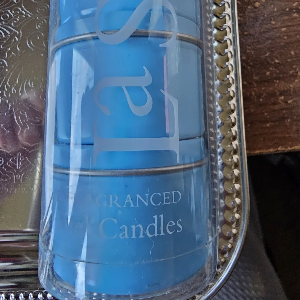 New Vintage Crabtree & Evelyn La Source Blue Travel Candle Set 5 Scented Candles
